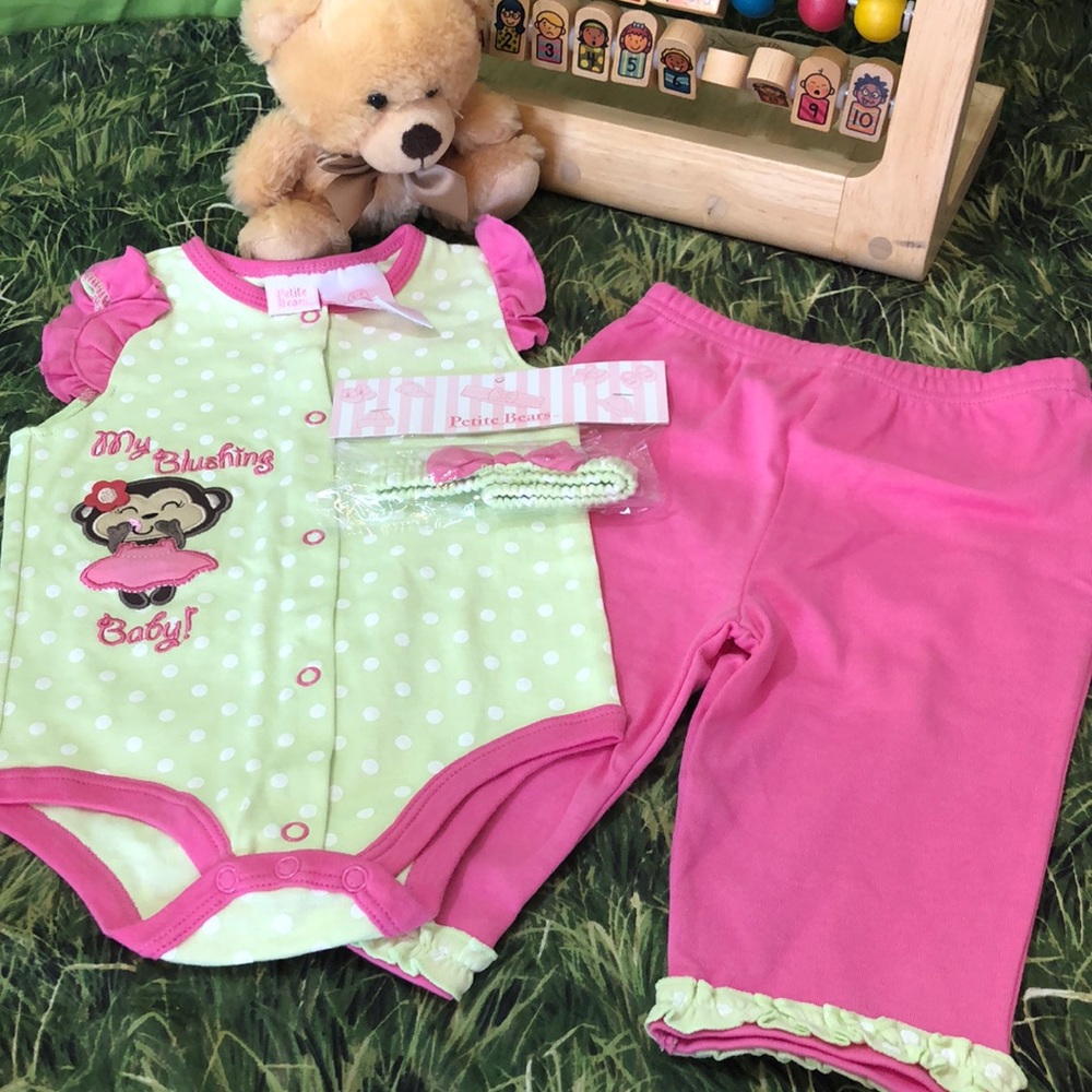 Baby girl outfit w/headband 6-9M